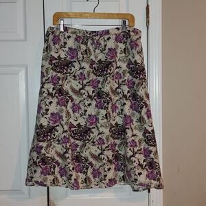 Christopher & Banks Linen Blend A line floral print skirt Sz L